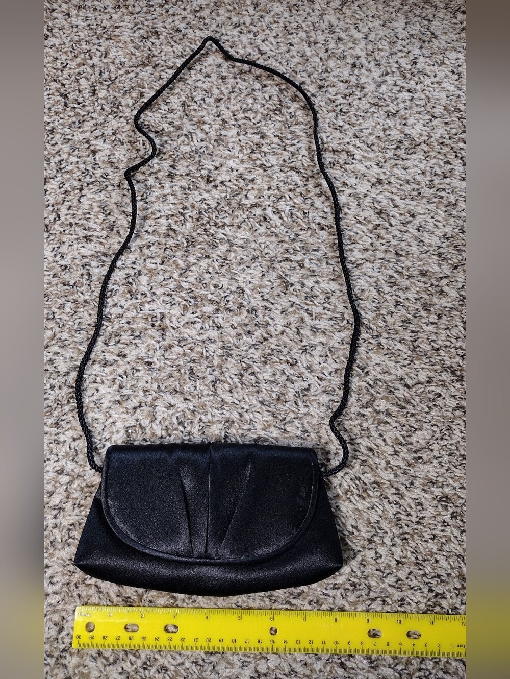 La Regale Black Satin Evening Clutch